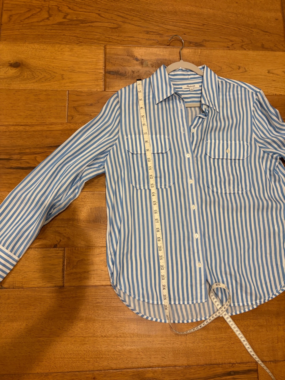 Madewell Blue and White Striped Collared Shirt - Picture 3 of 5